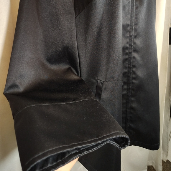 Dennis Basso Midi Trench Women,Navy Blue Satin Detachable Hood ZipUp, Pckts,M - Picture 12 of 14